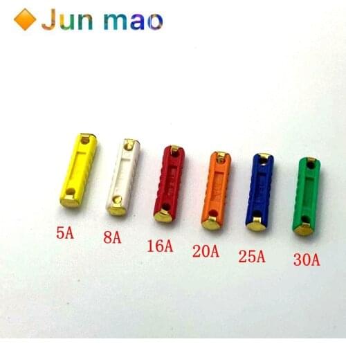 10pcs Cylindrical 32V car fuse Car insurance electric wood fuse tube 5A 8A 16A 20A 25A 30A