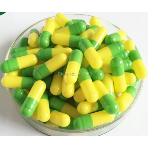 2,000pcs 1# green-yellow colored capsules,empty gelatin capsules sizes 1( joined or seperated capsules available)