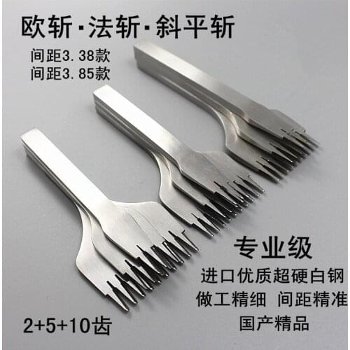 3pcs 2+5+10 Teeth 3.38MM 3.85MM Handmade Leather Making Tools Steel Diamond French Chop Oblique Chop Olive Chop European Chop