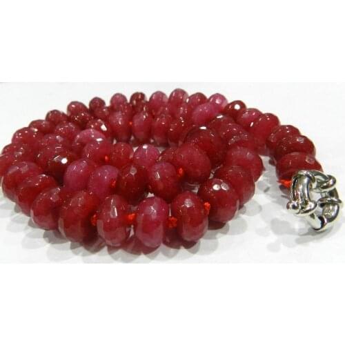 30% off Wholesale prices 5X8mm Faceted Red Ruby Abacus Necklace 18" AAAS+K