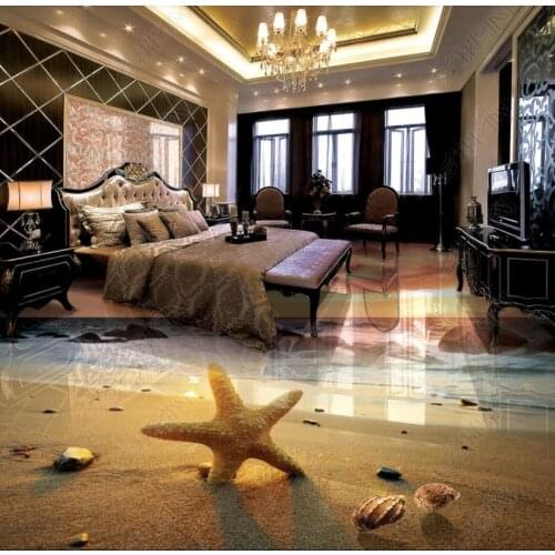 Custom papel de parede 3D Floor Wallpaper Sunset beach wallpapers for living room Bedroom bathroom floor tiles Wall Sticker