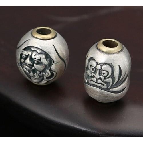 925 Sterling Silver Jewelry Personalized Retro Thai Silver DIY Accessories Bodhidharma Bucket Beads