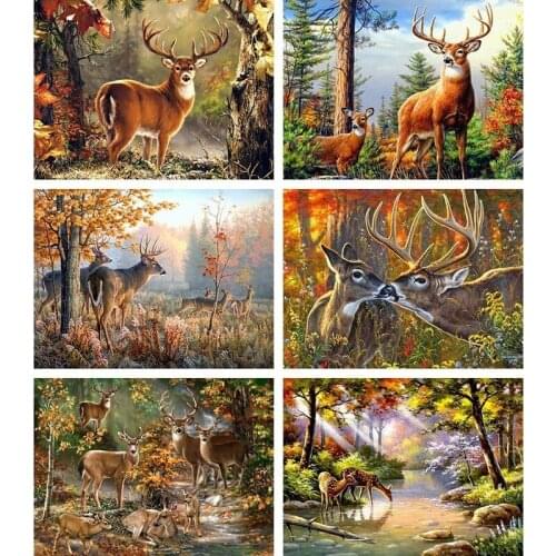 Diamond Painting Kits Deer Cross Stitch Kit 5D DIY Crystal Mosaic Animal Embroidery Full Round With AB Drill Rhinestone Pictures