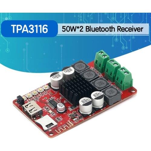 TPA3116 50W+50W Bluetooth Receiver Digital Audio Amplifier Board TF card U-disk Player FM Radio with Remote Controller