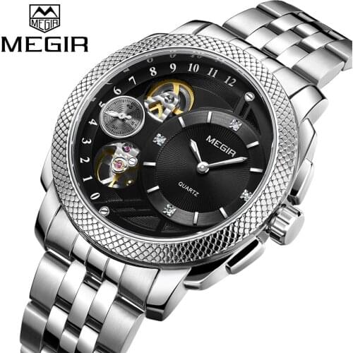 MEGIR Top Brand Luxury Men Quartz Watch Stainless Steel Band Men fashion Business Watches Men Leisure Clock Relogio Masculino