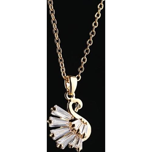 Trendy Cubic Zirconia Swan Pendant Necklace High Quality Glittering Crystal Animal Necklace For Women Fashion Jewelry 2020