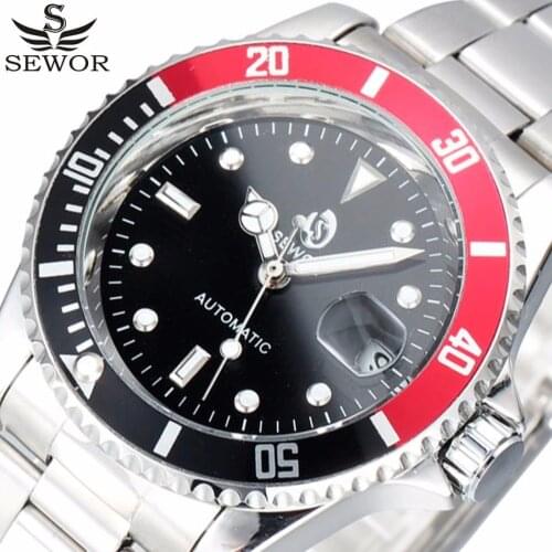 SEWOR Watch Luxury Fashion Rotating Dial Auto Date Automatic Mechanical Watches Men Casual Sport Watches Clock Relogio Masculino
