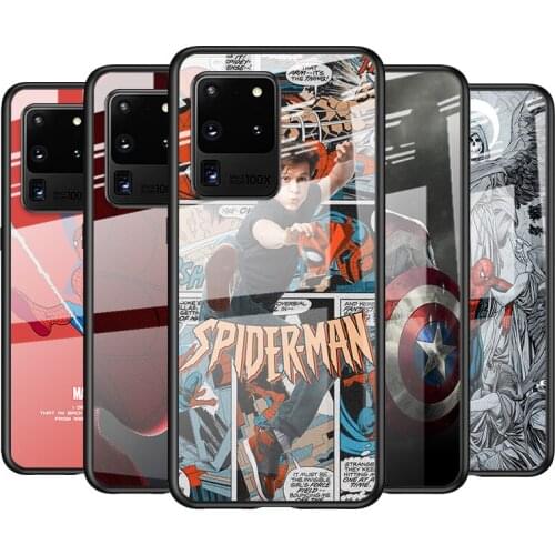 Tempered Glass Cover Avengers Spiderman For Samsung Galaxy S21 Ultra Plus 5G M51 M31 M21 Shockproof Shell Phone Case
