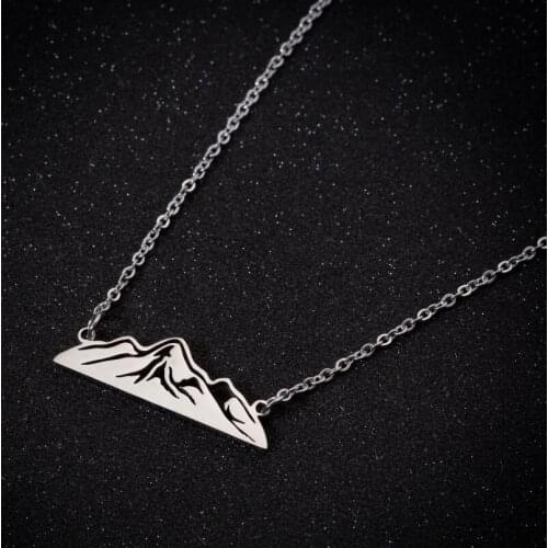 Gold Silver Color Nature Mountain Chain Choker Fashion Women Men Stainless Steel Party Jewelry Snow Mount Pendants Necklaces