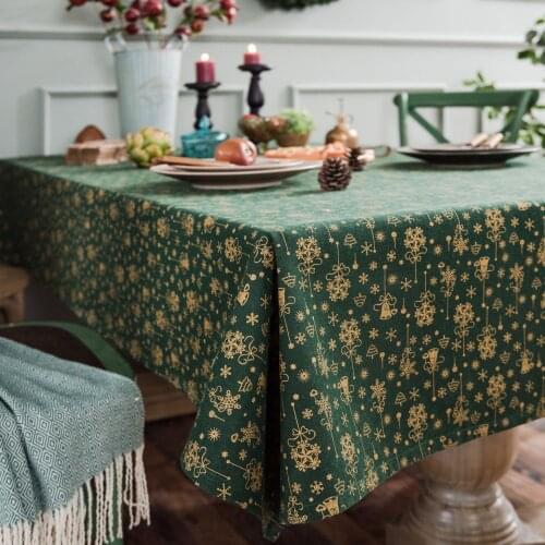 Decorative Christmas Tablecloth Table Cloth Rectangular Tablecloths Joyous Bronzing Dining Table Cover Home Kitchen Obrus Mantel