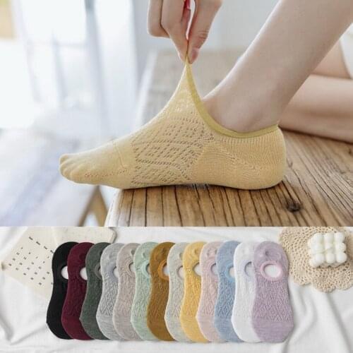 DHL or fedex 500 Pairs/lot Women Silicone non-slip Invisible Socks Summer Solid Color Mesh Ankle Boat Socks Cotton Socks