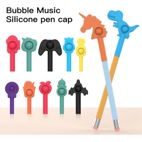 Fidget Toys Simple Dimple Anti-Pressure Toys Decompression Push Bubbles Children Squeeze Toys Keychain Pen Cap Case Extension
