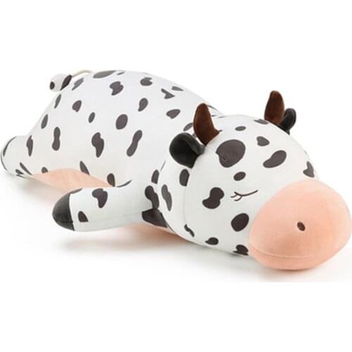 Bed toys pillow girl doll sleep hold ultra cute ultra-soft cow doll plush toy 60cm black and white color matching spotted cow