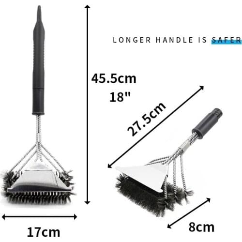 Kitchen Accessories BBQ Grill Barbecue Kit Cleaning Brush Stainless Steel Cooking Tools Wire Bristles Triangle Cleaning Brushes