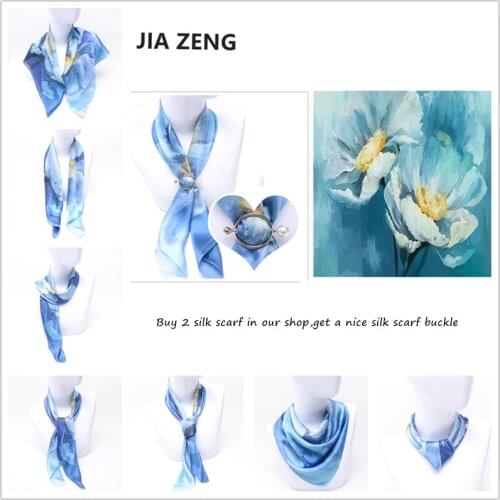 2021 Fashion Silk Scarf for Women Silk Satin Hijab Scarf Female Bandana 70*70cm Luxury Brand Square Shawls Office Lady Hair Band