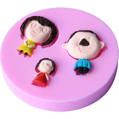 Cartoon Father Mother Daughter Family Fondant Cake Molds Chocolate Mould For The Kitchen Baking Sugarcraft Decoration Tool D469
