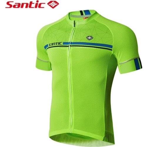 Santic Men Cycling Jersey Pro Fit Antislip Sleeve Cuff Road Bike MTB Short Sleeve Breathable Jerseys