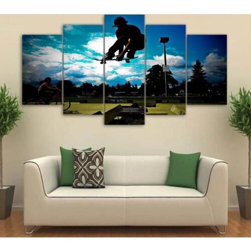 Wall Canvas Art Print Painting Prints 5 Piece Canvas Art Cool Skateboard Modular HD Printed Poster Modern Home Decor Living Room
