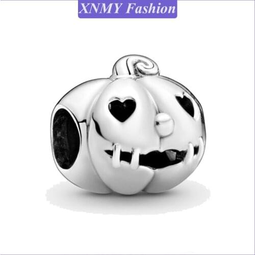 XNMY New Original Silver Color Halloween Pumpkin Head Charm Fit European Pandora Bracelet For Women DIY Jewelry