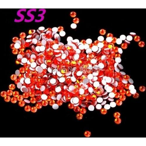 Orange red 1440pcs/pack, SS3(1.3-1.5mm)Flatback Rhinestones for Nail Art,Flat Back Non Hotfix Glue on Nail Art Rhinestones