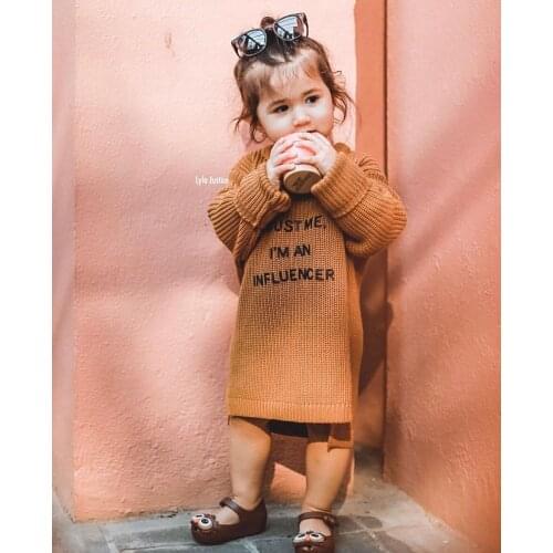 Autumn Winter Long Sleeve Sweater Pullover Dress Baby Girls Turtleneck Clothes Toddler Knitted Dress Childrens Clothes