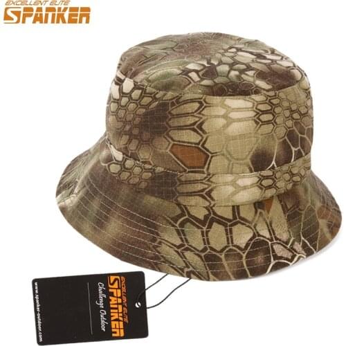EXCELLENT ELITE SPANKER Summer Men Bucket Hat Tactical Camouflage Boonie Cap Hunting Camping Hiking Travel Fishing