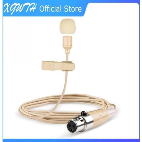 Lavalier Microphone Condenser Tie Clip-on Lapel Mic for AKG Samson Bodypack Wireless Transmitter System with 3 Pin Mini XLR Plug