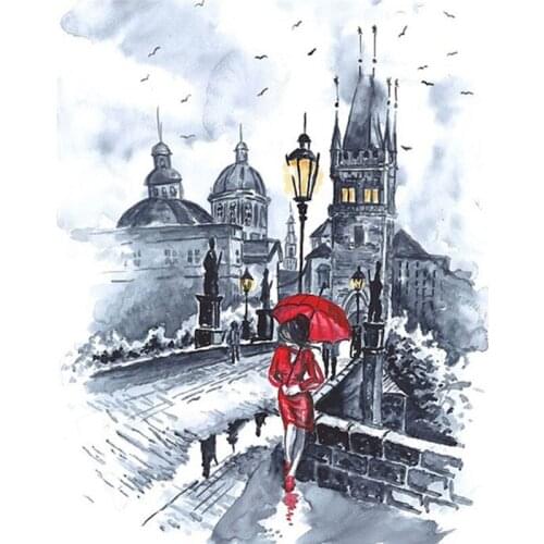 SDOYUNO Landscape Picture By Numbers Girl Oil Painting By Number Drawing Coloring On Canvas Handpainted Painting Art Unique Gif