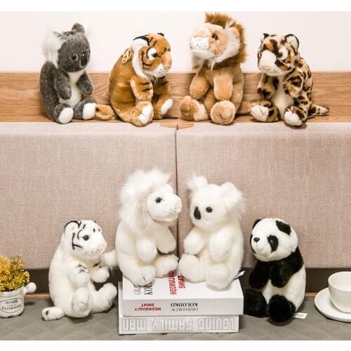 Lifelike Lion Koala Tiger Leopard Panda Stuffed Plush Pendant Keychain Jungle Series Stuffed Animals Toys For Kids Children Gift