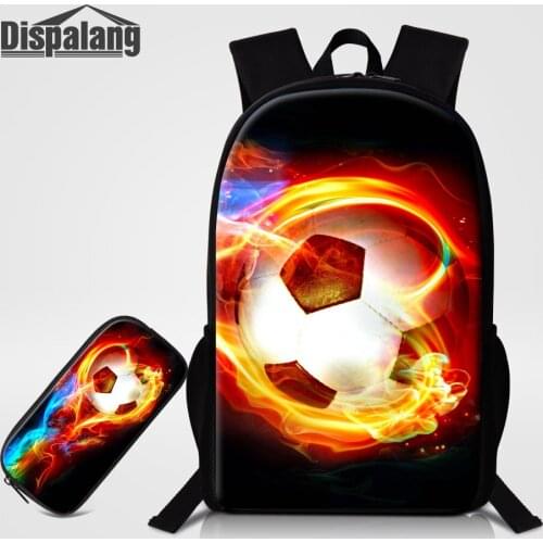 Dispalang Student School Backpack 2 PCS Set Backpack Pencil Case Basketballs Footballs Bagpack Men Shoulder Bag Custom Backpacks