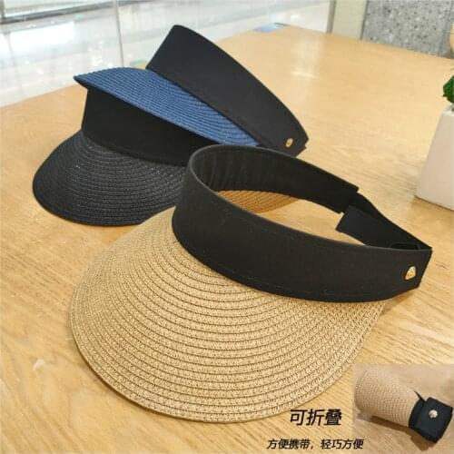 Magic Tape Panama Women Straw Hat Empty Top 2021 Womens Summer Hat Sun Protection Outdoor Sports Fishing Beach Chapeau Sun hat