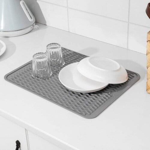 Silicone Dish Drying Mat Kitchen Water Filter Table Placemat Heat Resistant Silicone Pad for Kitchen Counter Sink Protection