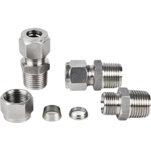 1/8" 1/4" 3/8" 1/2" NPT Male x 3 4 6 8 10 12 14 16 18 20mm OD 304 Stianless Steel Pipe Fitting Compression Tube Union Connector