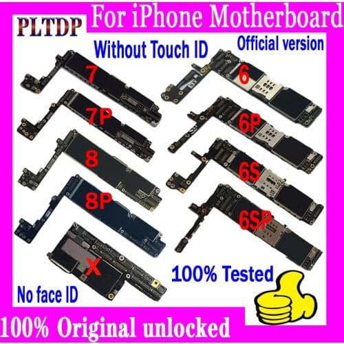 Factory unlocked For iPhone 6 6S 6P 6SP 7 7P 8 8P X Motherboard No Touch ID Logic board,100% Original for iphone x Mainboard+IOS