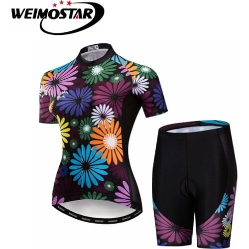 Weimostar Women Cycling Jersey Set Summer Breathable Quick Dry Bicycle Suit Racing Sportwear MTB Bike Jerseys Kit