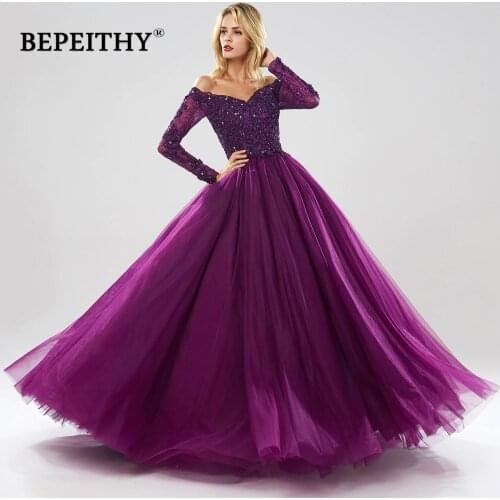 BEPEITHY Long Sleeves Ball Gown Evening Dresses Sweetheart Robe De Soiree Green Evening Dress Party 2020 Abendkleider