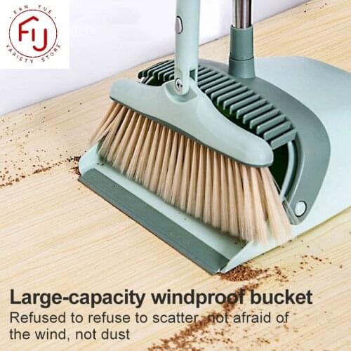 1 Set Soft Hair Broom Dustpan Combination Clean Sweeper Broom Garbage Shovel Thicken Foldable Rotating Floor Cleaning Tools Cute