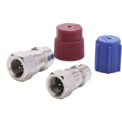 1pair A/C Charging Port Adapter Retrofit R12 To R134A Quick Disconnect 1/4 SAE Conversion Fitting Set Tool