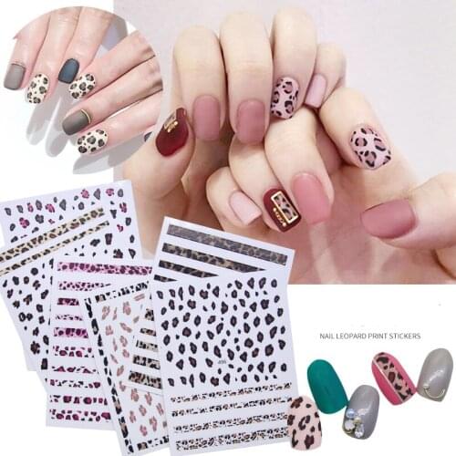 1pcs 3D Nail Stickers Leopard Self Adhesive Water Transfer Stickers Decals Beauty Full Wraps Manicure DIY Accessory