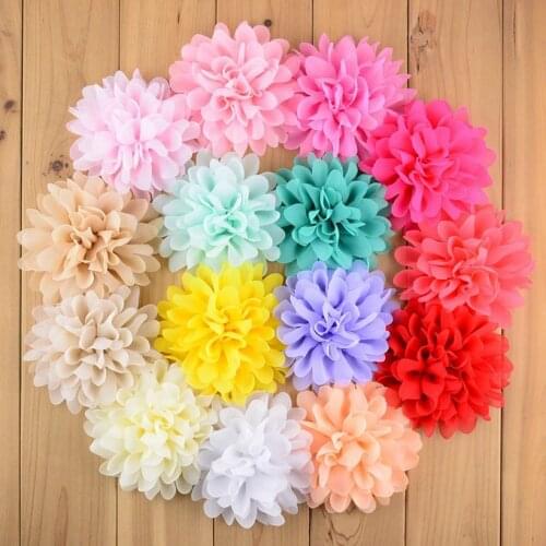 120pcs/lot 3.94' High Quality Chiffon Flowers Kids Girls Headdress Flowers Chiffon Flowers For Headband Hair Accessories Flower