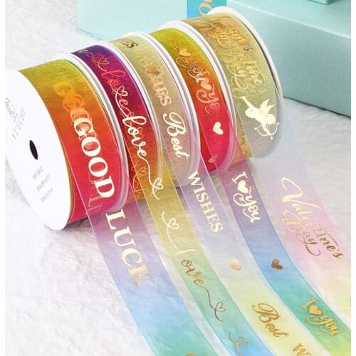 16mm-25mm Gift Wrapping Ribbon Color Bronzing Gift Cake Baking Handmade Bowknot DIY Decorative Ribbon