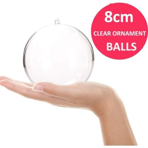 20pcs/lot 80mm Acrylic Transparent Hanging Balls Sphere Baubles For DIY Christmas Wedding Party Decoration Ornament