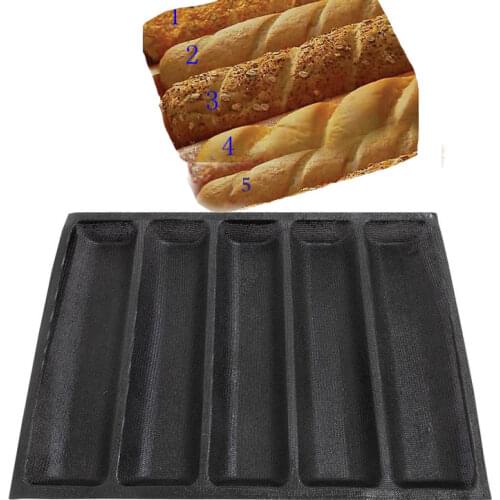 5 Cavity Bread Form Pan Perforated Baguette Bakery Silicone Mold For Baking Utensil Pastry Accessories Tool