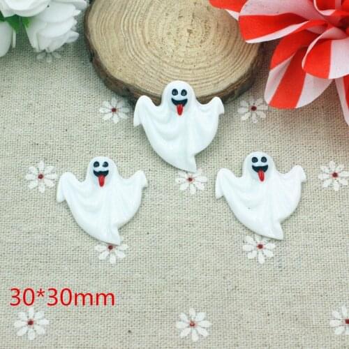 50pcs/Lot 30mm Halloween Ghost Resin Flatback Cabochons Pumpkin Flat Back DIY Baby Girl Hair Bow Phones Home Decor Handmade Mate