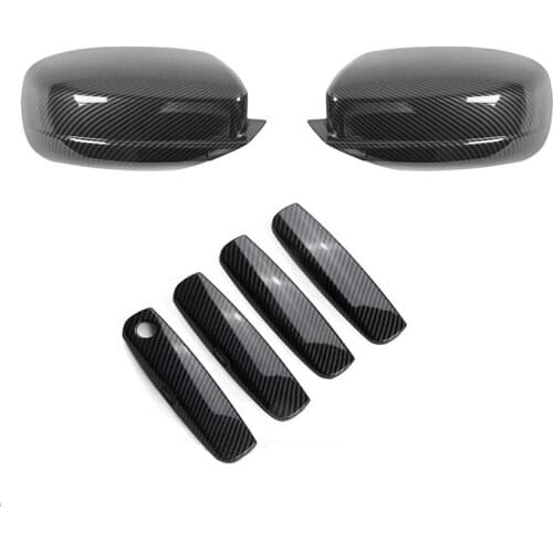 For 2011-2021 Dodge Charger Rearview Mirror & Door Handle Cover Decoration Trim Sticker ABS Carbon Fiber, 6Pcs