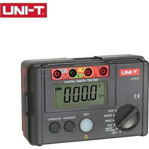 UNI-T UT521 LCD Digital Earth Resistance Tester Low Voltage Display 0-200V 0-2000 ohm Ground Earth Resistance Voltage Meter Test
