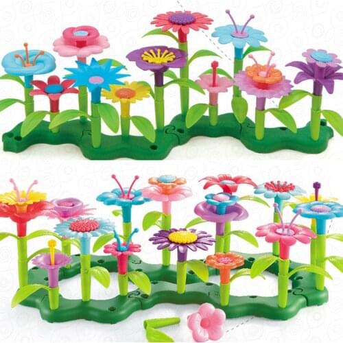 Dream Garden Series Girls Flowers Interconnecting Blocks Handwork Toys Educational Assembling Creative DIY Bricks Toys Gifts
