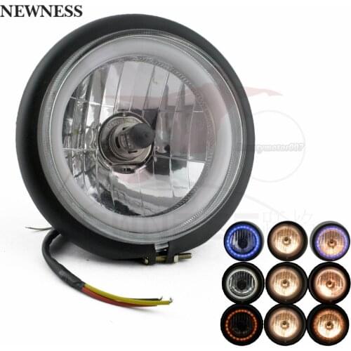 5.75 inch Outside 6.25" Motorcycle Headlight Headlamp H4 Bulb LED Angel Ring For Harley Sporster Iron 883 1200T 1200 Cafe racers