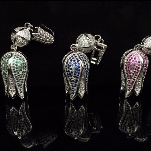 Supplies For Pendants Jewelry Making Rose Flower Shape end cap Tassel Charms For Necklace Pearl Jewelry Fittings Zircon Findings