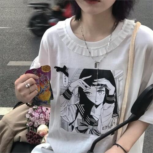Japanese Harajuku anime women T-shirt Y2k casual Streetwear gothic women clothing plus size tees new short sleeve Ulzzang tops